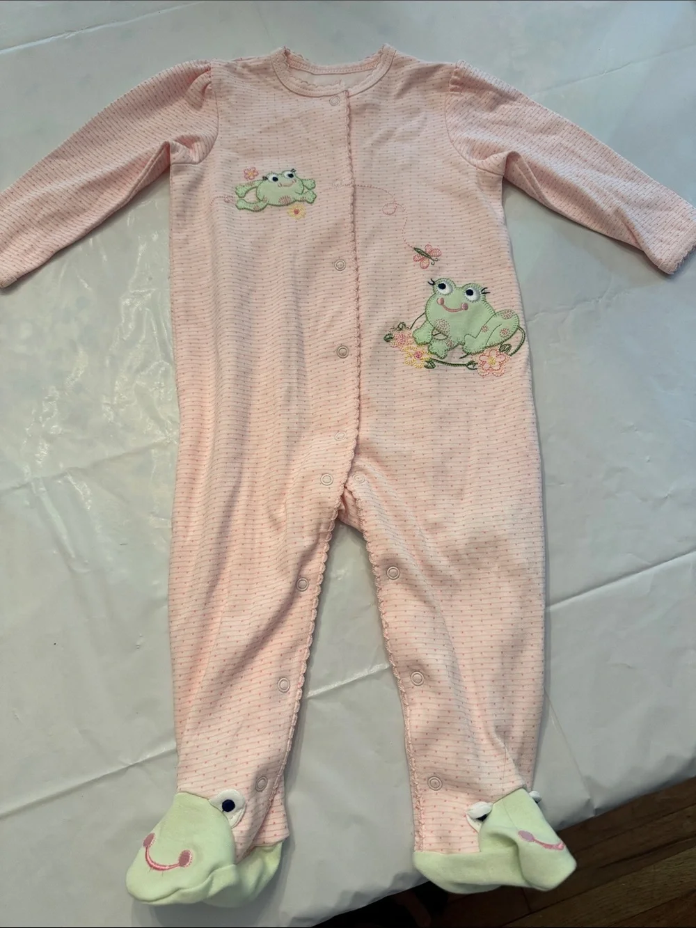 Little Me Pink Frog Footed One-Piece